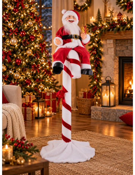 Automate Père Noël sur Sucre d’Orge 140 cm – Animé et Sonore