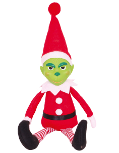 Poupée lutin de Noël verte en costume rouge et blanc 2