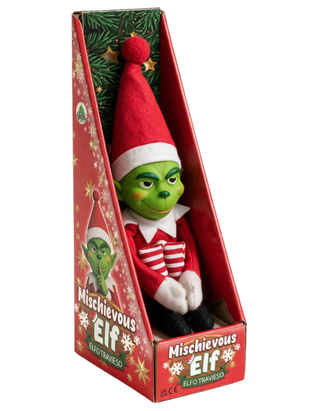 Poupée lutin de Noël espiègle verte