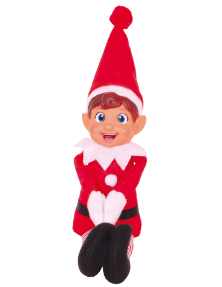 Poupée elfe espiègle rouge de Noël – 34 cm