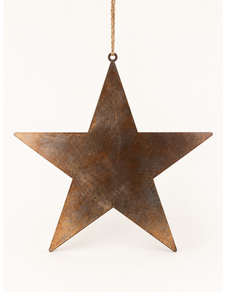 Étoile de Noël en métal doré patiné à suspendre – 55 cm