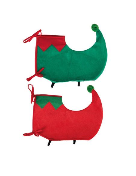 Sur-chaussures de lutin de Noël adulte – Rouge et vert