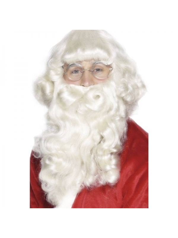 Perruque et barbe Père Noël platine super luxe | Accessoires