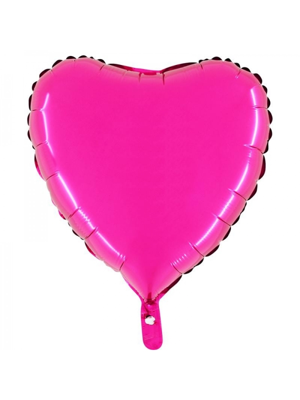 Ballon métallisé cœur fuchsia, diamètre 45 cm | Décorations