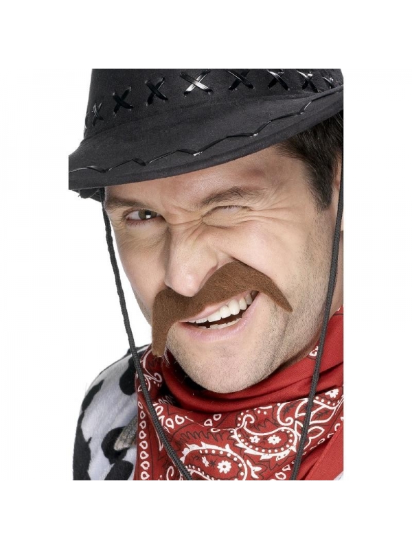 Moustaches cow-boy châtain auto-adhésives | Accessoires
