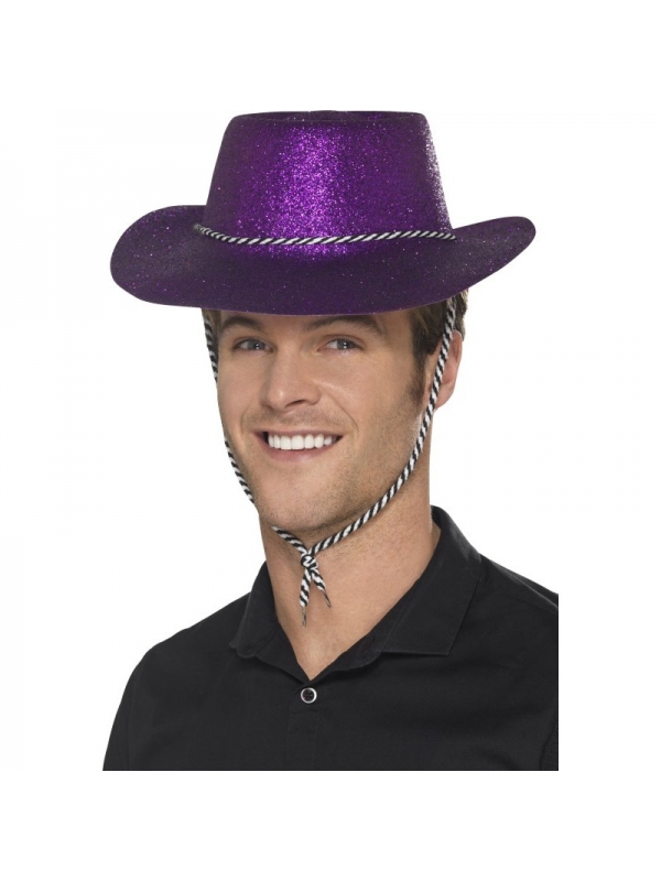 Chapeau cow-boy paillettes violet | Accessoires