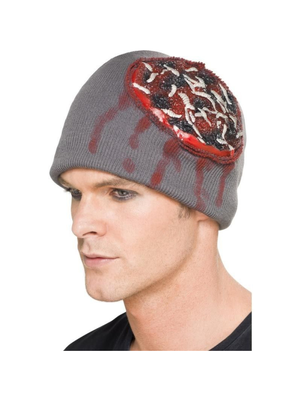 Bonnet Halloween cerveau infecté de vers – Accessoire gore adulte effet blessure