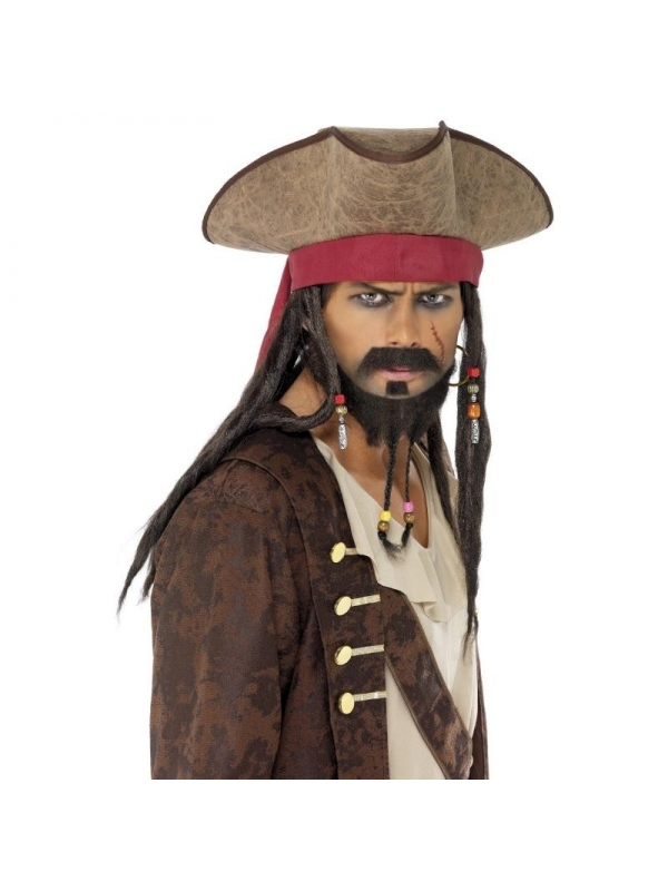 Chapeau de pirate marron avec dreadlocks | Accessoires