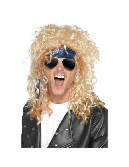 Kit Rocker Fan de Heavy Métal Homme (perruque, lunettes, bandana)