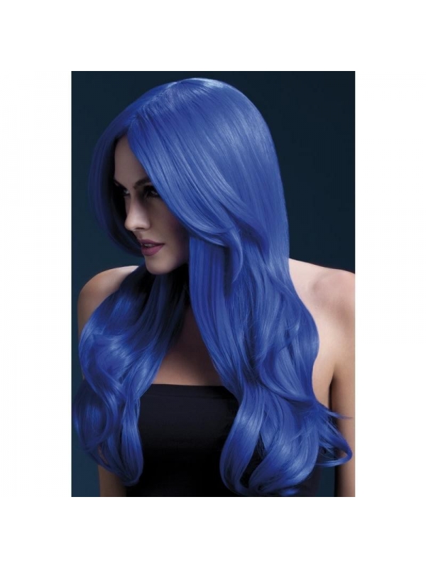 Perruque Khloe sexy 66 cm, bleu fluo | Accessoires
