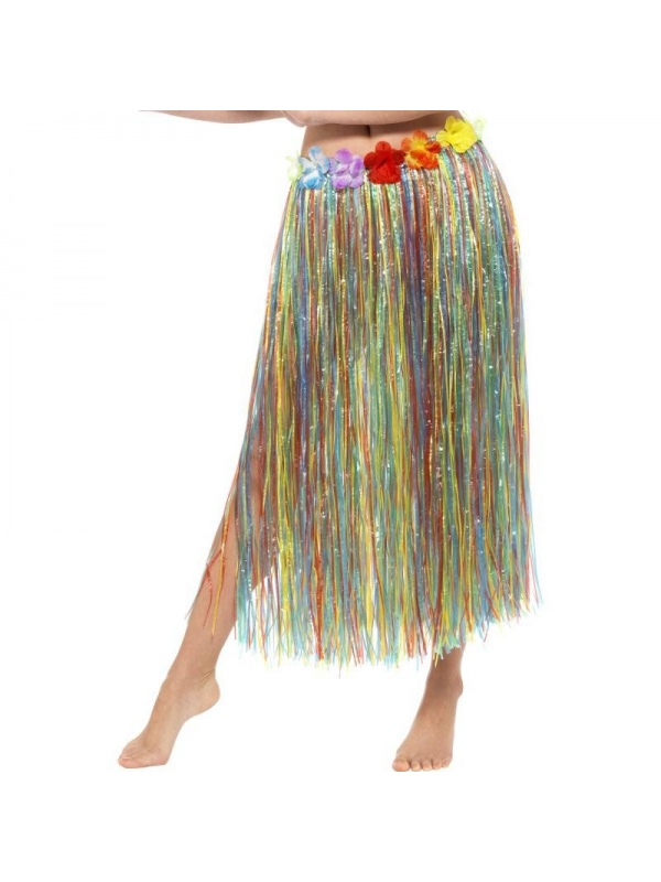 Jupe hawaïenne hula multicolore avec fleurs | Accessoires