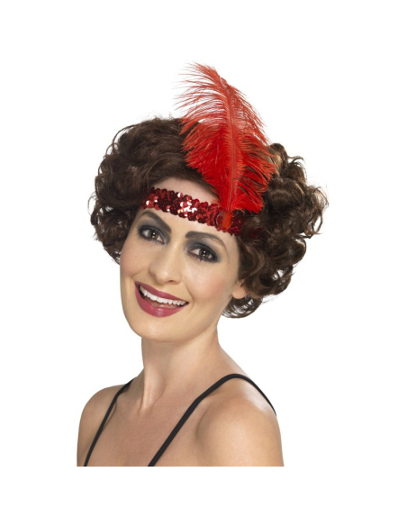 Bandeau sequins et plume rouge | Accessoires