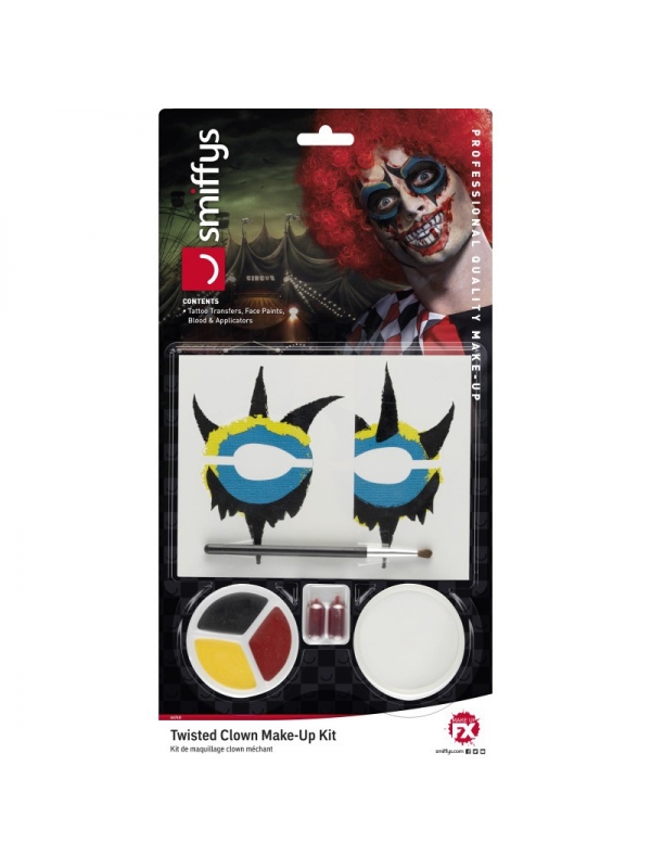 Kit Maquillage Clown de la Mort (transferts, latex liquide, nez, peinture et applicateurs) | Accessoires