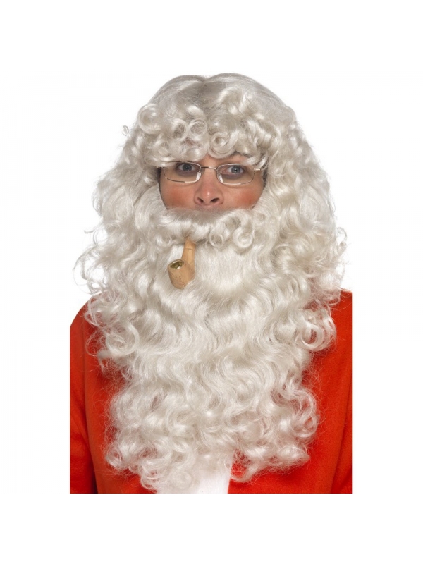 Kit Père Noël Adulte (perruque, barbe, lunettes, pipe)