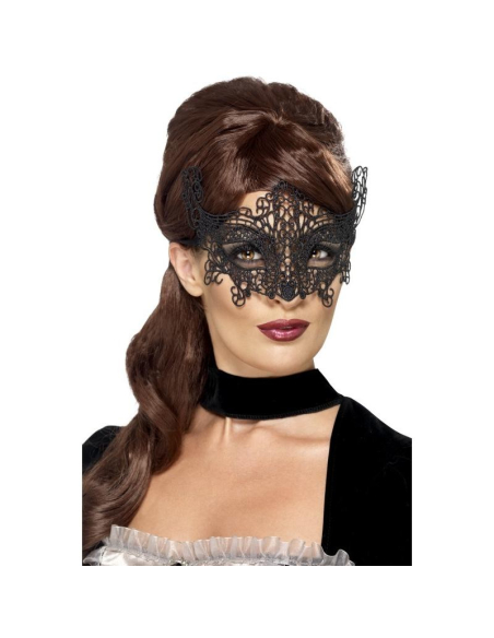 Masque dentelle brodée en filigrane noir | Accessoires