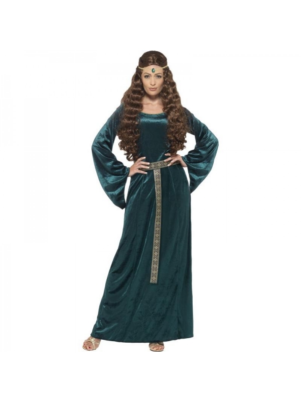 Costume médiéval femme vert (robe et bandeau bijou)