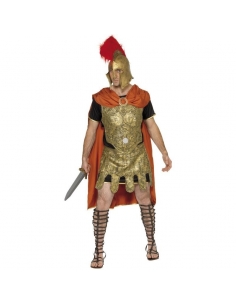 Déguisement Gladiateur Romain Or Homme (tunique, cape, cuirasse, jupe en latex)