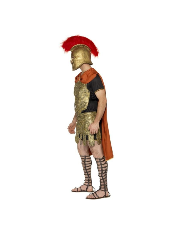 Costume de gladiateur Deluxe (costume doré avec cape,  tunique, cuirasse et jupe en latex) | Déguisement