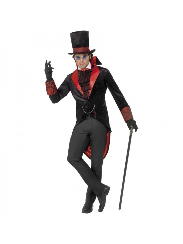 Costume Comte Dracula (veste queue de pie, haut de forme, col lavallière)