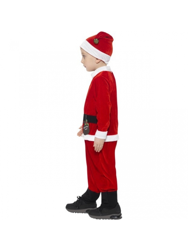 Costume Noël Bébé Garçon - Ensemble 4 Pièces Père Noël (Manteau, Pantalon, Chapeau, Chaussettes) Tenue Chaud Fête