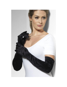 Gants longs de velours noir | Accessoires