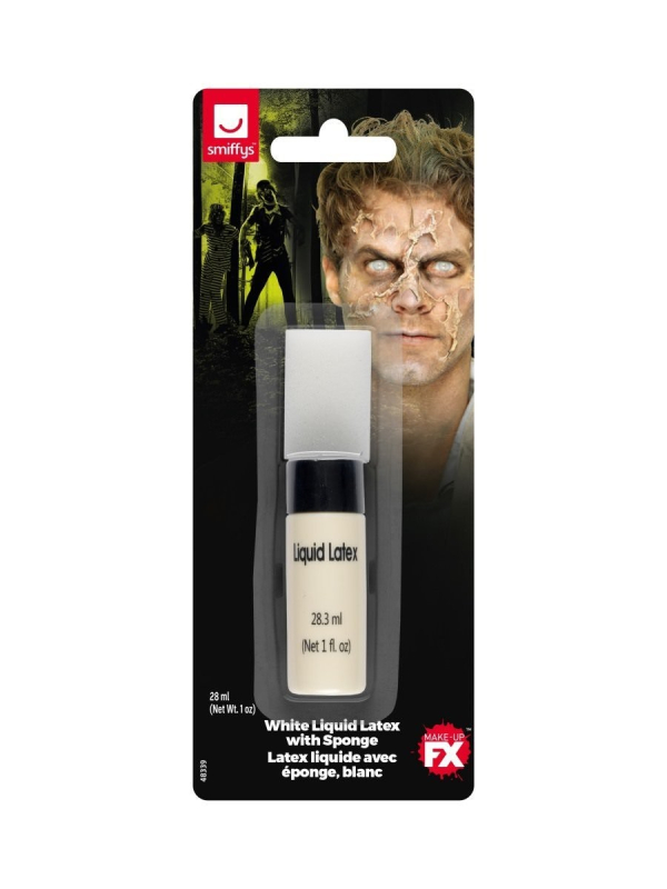 Latex liquide maquillage FX blanc 28 ml avec éponge – Smiffys
