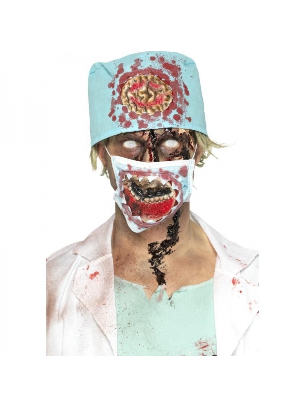 Kit Maquillage Chirurgien Zombie (masque en latex, bouche arrachée et calot) | Déguisement
