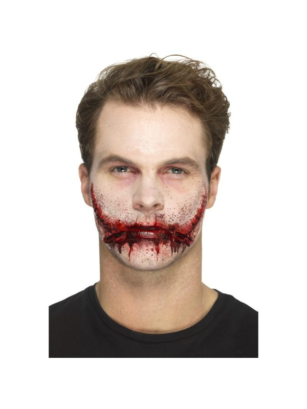 Prothèse Sourire Cousu en Latex - Accessoire Effrayant pour Maquillage Halloween