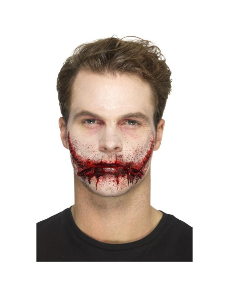 Prothèse Sourire Cousu en Latex - Accessoire Effrayant pour Maquillage Halloween
