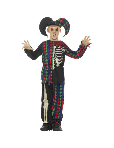 Déguisement enfant squelette fou du roi (haut, pantalon et chapeau) | Déguisement Enfant