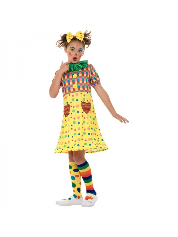 Déguisement Clown multicolore fille(robe et bandeau)