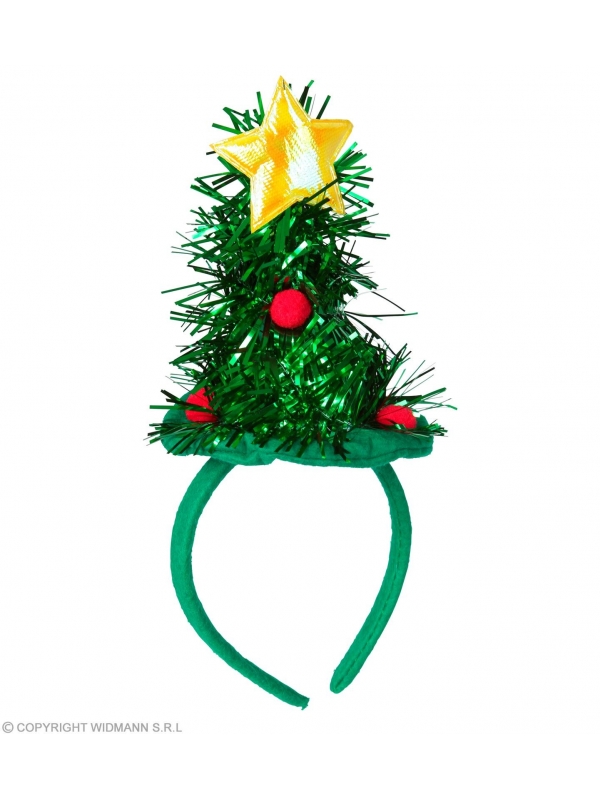 Serre-Tête Mini Chapeau Sapin de Noël décoré