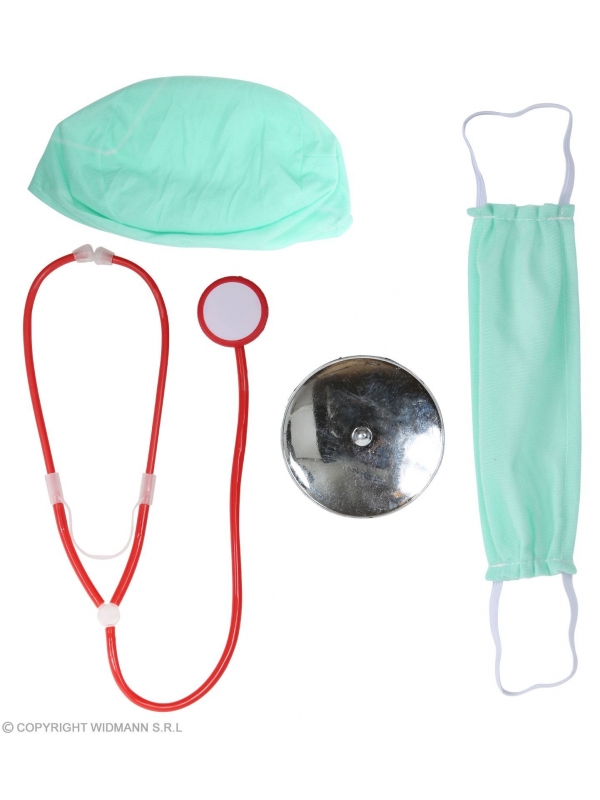Set Docteur (chapeau, masque, réflecteur de tête, stéthoscope)