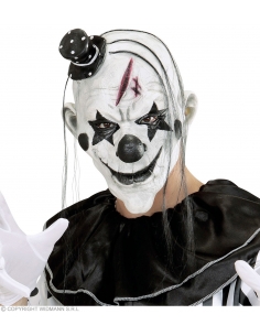 Masque de clown tueur avec cheveux et chapeau