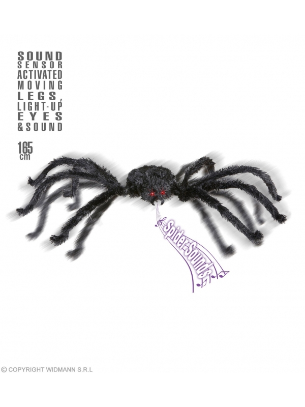 Araignée géante avec pattes amovibles, animée avec yeux lumineux et son  - 165 cm