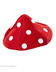 Chapeau Champignon rouge à pois blancs