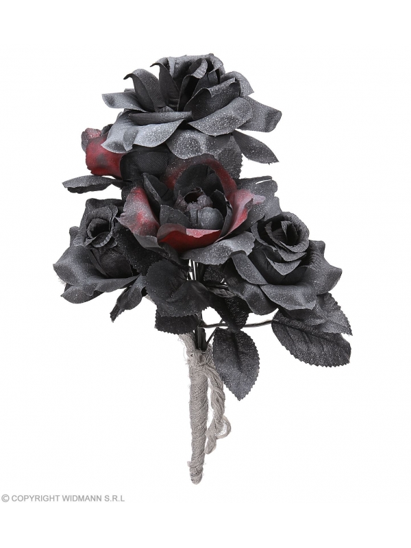 Bouquet de fleur mariée halloween avec roses noires et rouges