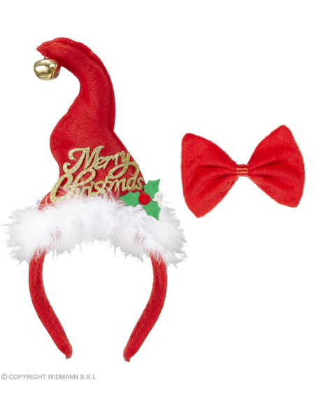 Chapeau de noël avec cloche et noeud-papillon