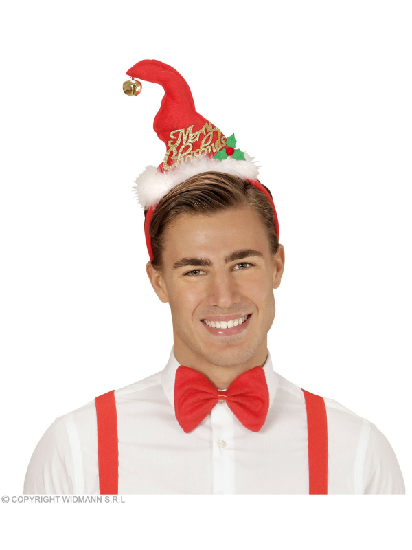Chapeau de noël avec cloche et noeud-papillon