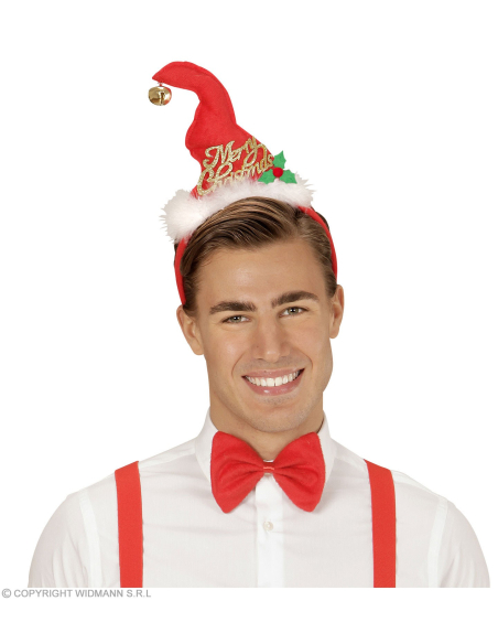 Chapeau de noël avec cloche et noeud-papillon
