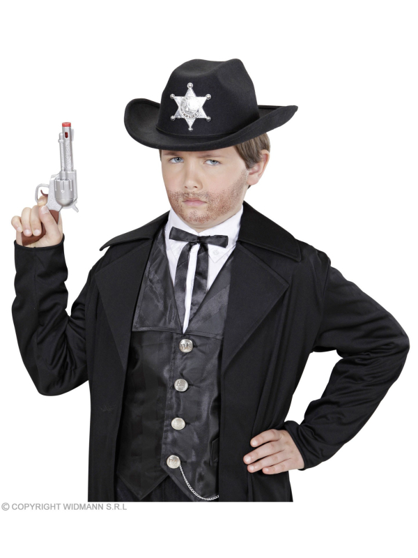 Chapeau de Cow-Boy Noir avec étoile de Sheriff - enfant
