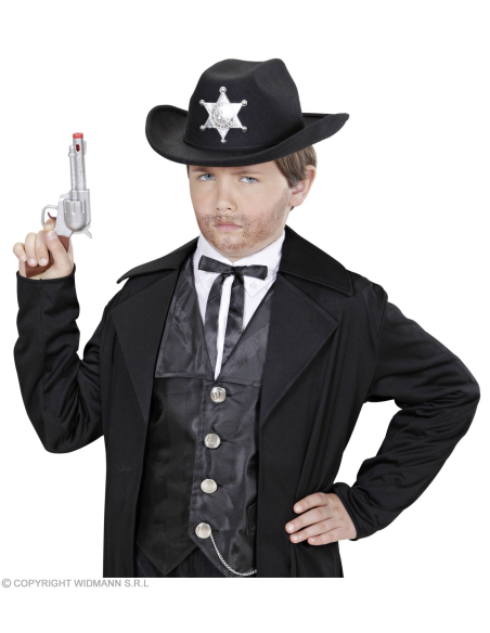 Chapeau de Cow-Boy Noir avec étoile de Sheriff - enfant