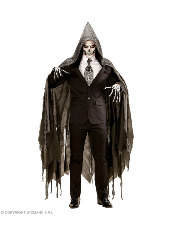 Cape avec capuche grise déchiquetée 165 cm