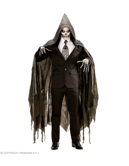 Cape avec capuche grise déchiquetée 165 cm
