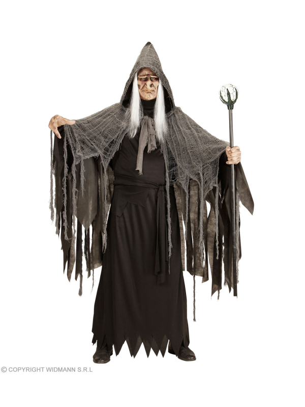 Cape avec capuche grise déchiquetée 165 cm