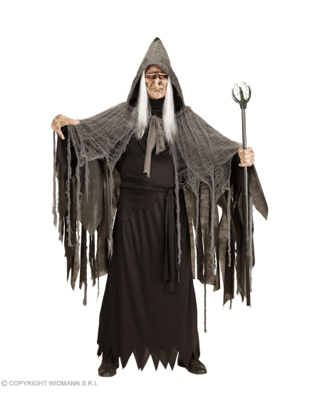 Cape avec capuche grise déchiquetée 165 cm