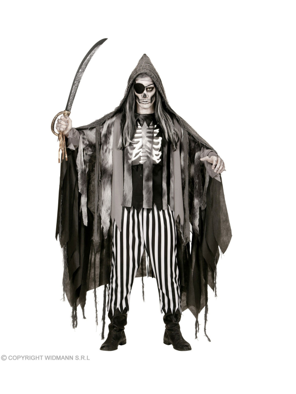 Cape avec capuche grise déchiquetée 165 cm