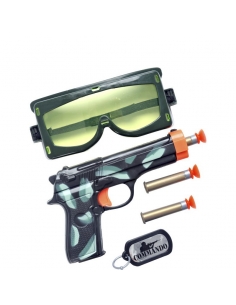 Set militaire (lunettes, pistolet, plaque, balles)