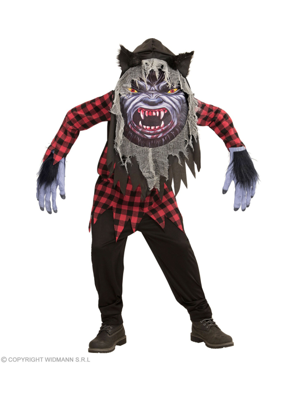 Déguisement Loup-Garou enfant (tunique, masque à capuche surdimensionné)