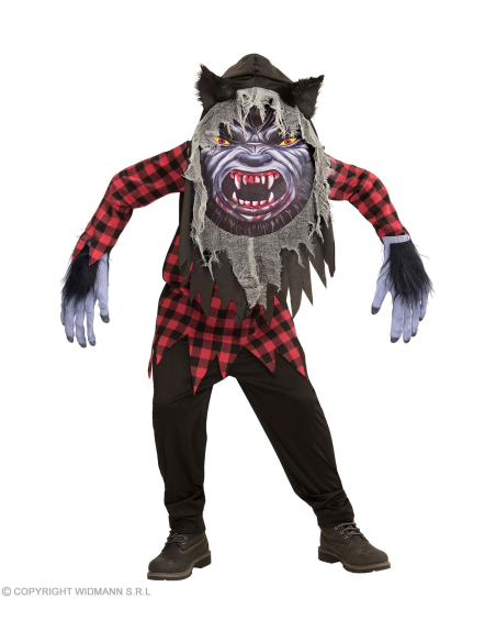 Déguisement Loup-Garou enfant (tunique, masque à capuche surdimensionné)
